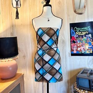 Vintage Women's Medium Charlotte Russe Stretch Mini Strapless Tube Dress 2000s